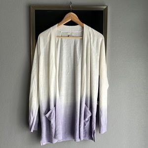 Barefoot dreams white and purple ombré cardigan size m